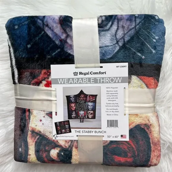 ๐ Regal Comfort Wearable Throw Blanket The Stabby Bunch Horror Theme 50โ x 60โ - Picture 1 of 3